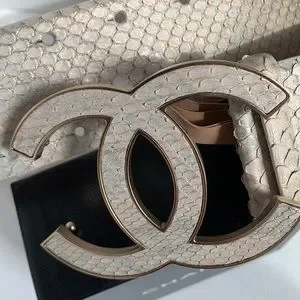 ⭐️ CHANEL Belt RARE Iridescent Python Leather Matte Gold HW Y2K Huge CC Big Logo CHANEL | Accessories | Chanel Belt Rare Iridescent Python  main image 3